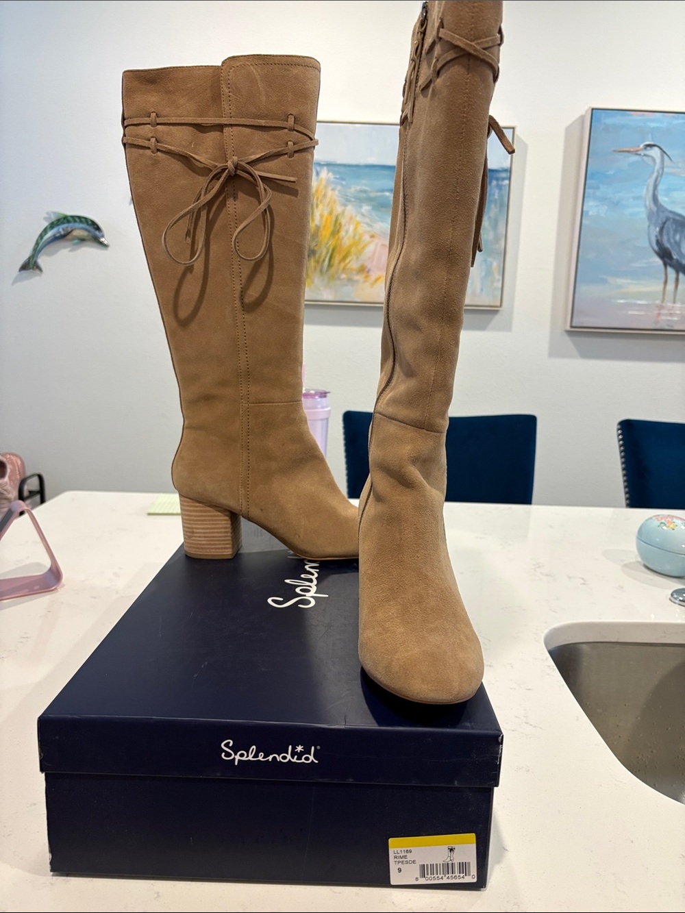 Splendid Tan Genuine Suede Over-the-Knee Block Heel Boots 9